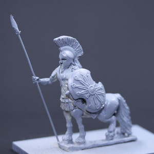 Centaur armored standing guard with spear and shield