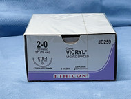 Ethicon JB259 Vicryl Suture, 2-0, Undyed, 27", CTB-1 Ethiguard Needle