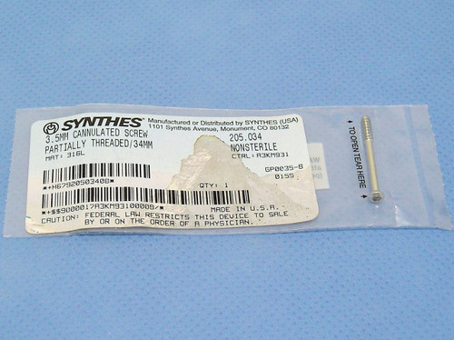 Synthes 3.5mm Cannulated Screw 205.034