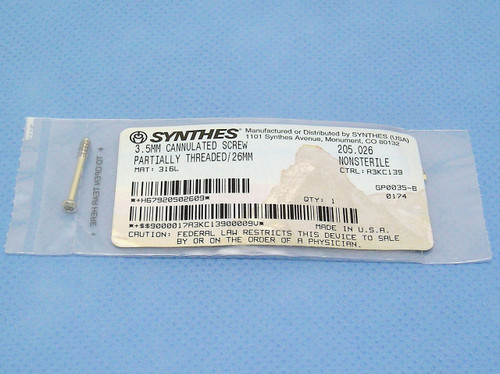 Synthes 3.5mm Cannulated Screw 205.026