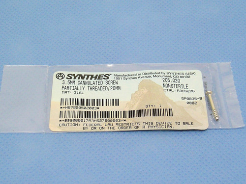 Synthes 3.5mm Cannulated Screw 205.020