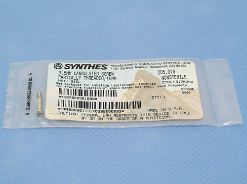 Synthes 3.5mm Cannulated Screw 205.016