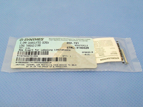 Synthes 3.0mm Cannulated Screw 202.721