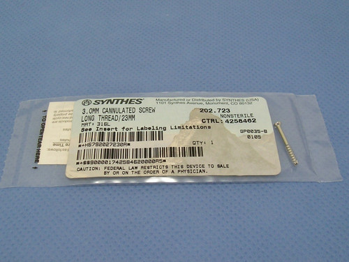 Synthes 3.0mm Cannulated Screw 202.723