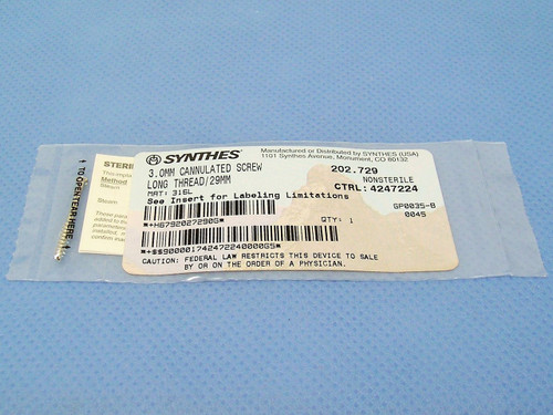 Synthes 3.0mm Cannulated Screw 202.729