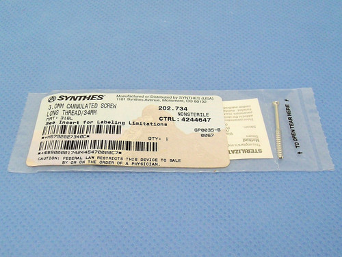 Synthes 3.0mm Cannulated Screw 202.734