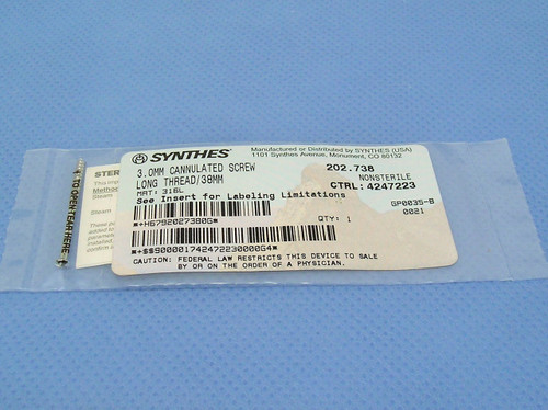 Synthes 3.0mm Cannulated Screw 202.738
