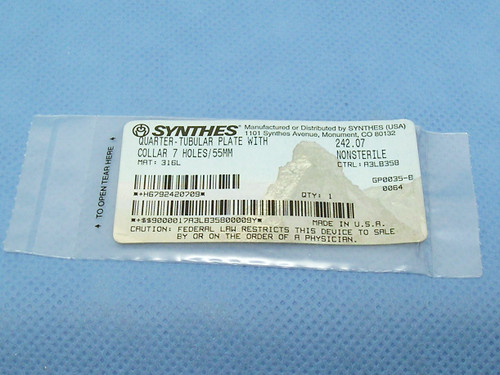 Synthes 242.07 Quarter Tubular Plate