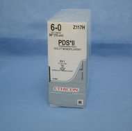 Ethicon Suture, Z117H PDS II, 6-0, BV-1 Taper Needle, double armed