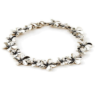 Sterling Silver Plumeria Bracelet