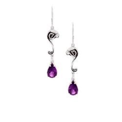 Silver Calla Lily Flower Earrings with 3 Carat Gemstones