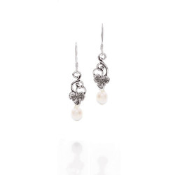 Sterling Silver Grapevine Earrings with Fresh Water Pearls