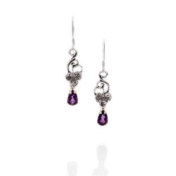 Sterling Silver Grapevine Earrings with 1 Carat Gemstones