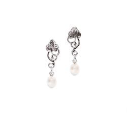 Silver Grapevine Earrings with Fresh Water Pearls