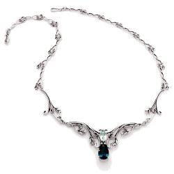 Silver Hawaiian Hibiscus Flower Fairy Necklace with Two Gemstones.
