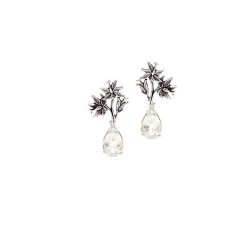 Hibiscus Flower Post Earrings with 3 Carat Gemstones