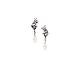 Hibiscus Two Flower Bud Post Earrings with Pearl