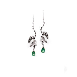 Hawaiian Maile Leaf Earrings with Gemstones