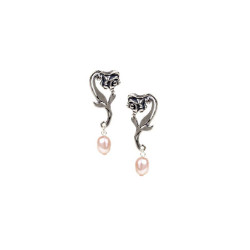 Nouveau Rose Post Earrings with Fresh Water Pearls