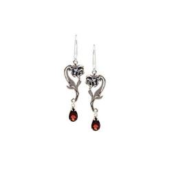 Sterling Nouveau Rose Earrings with Gemstones