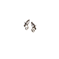 Silver Trumpet Flower Silver Post Earrings