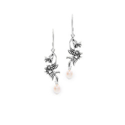Sterling Silver Wildflower Earrings with Pearls