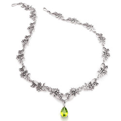 Wildflower Silver Necklace with 3 Carat Dangled Gemstone