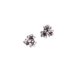 Plumeria 3 Flower Post Earrings in Sterling Silver