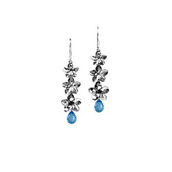 Plumeria Earrings | Three Dangling Flowers with Gemstones