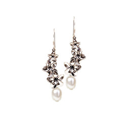 Plumeria Earrings | Three Flowers with Pearls