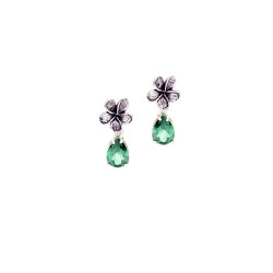 Plumeria Flower Post Earrings with 1 Carat Gemstones