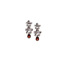 Plumeria Earrings | Two Dangling Flowers with 1 Carat Gemstones