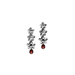 Plumeria Post Earrings | Three Dangling Flowers with 1 Carat Gemstones