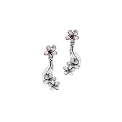 Plumeria Post Earrings with Plumeria Two Flower Dangles