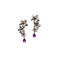 Plumeria Post Earrings | Three Flowers with Gemstones