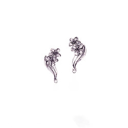 Plumeria Two Flower Post Earrings in Silver