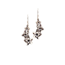 Silver Plumeria Earrings | Three Flowers