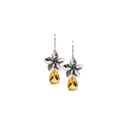 Dangle Plumeria Earrings with 3 Carat Gemstones