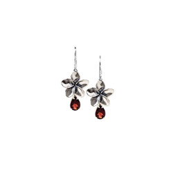 Sterling Plumeria Dangle Earrings with 1 Carat Gemstones
