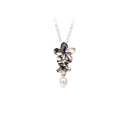 Plumeria Pendant | Two Flowers with Fresh Water Pearl