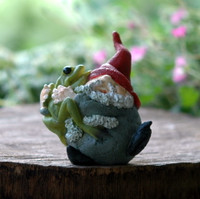 Miniature Gnome Hugging Frog