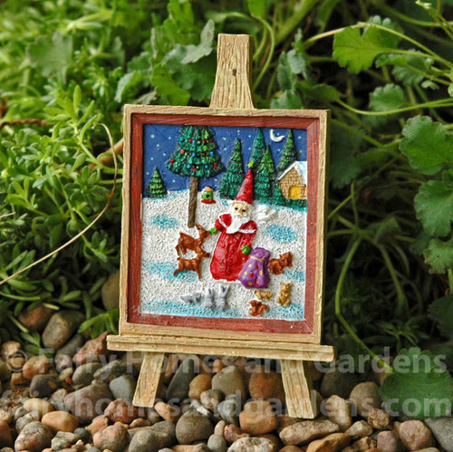 Miniature Easel and Christmas Painting