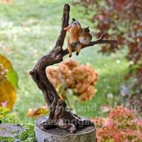 Miniature Garden Sprite Napping with Owl