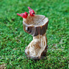 Miniature Hollowed Out Tree Stump Birdbath with Two Tiny Cardinals