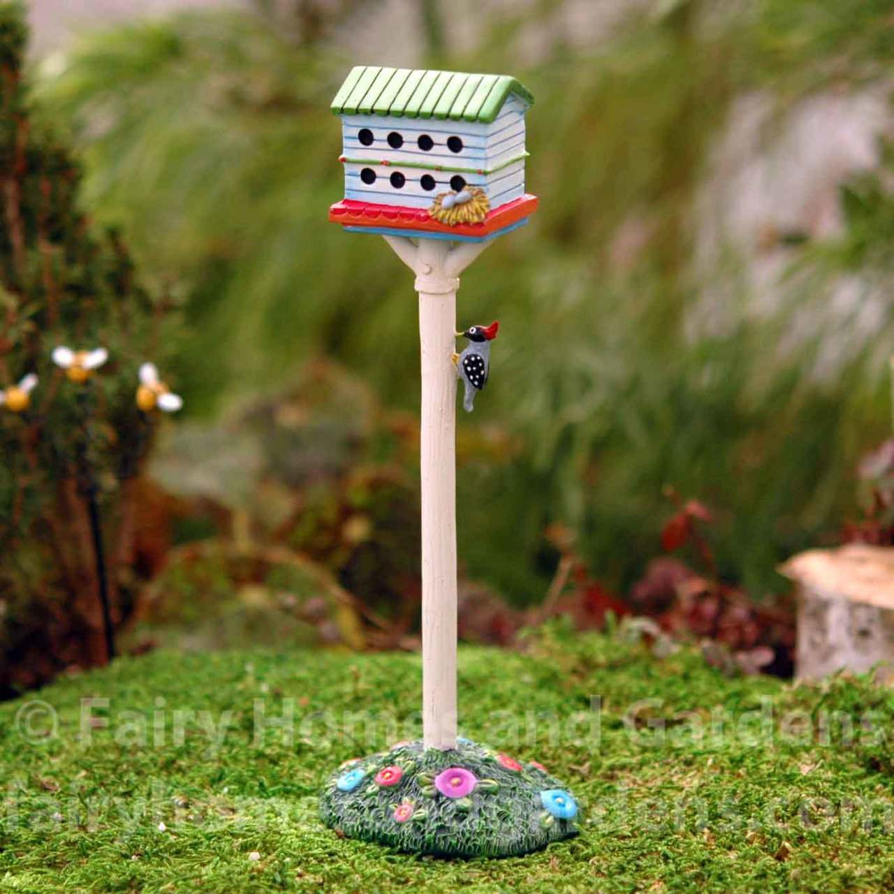 Miniature Dollhouse FAIRY GARDEN ~ Large Metal Rustic White Birdhouse Pick 