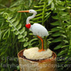 Miniature White Crane with Tiny Red Heart 