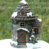 Fairy Garden Fun Christmas Red Santa Boot House for Fairies LED Lighted 