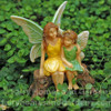 Miniature Fairy Sisters on Bench