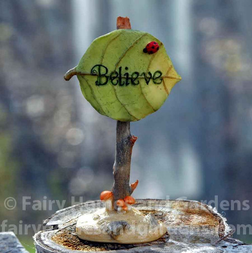 Miniature "Believe" Fairy Garden Sign