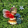 Miniature Fairy Tale Fairy Holding a Pot of Flowers